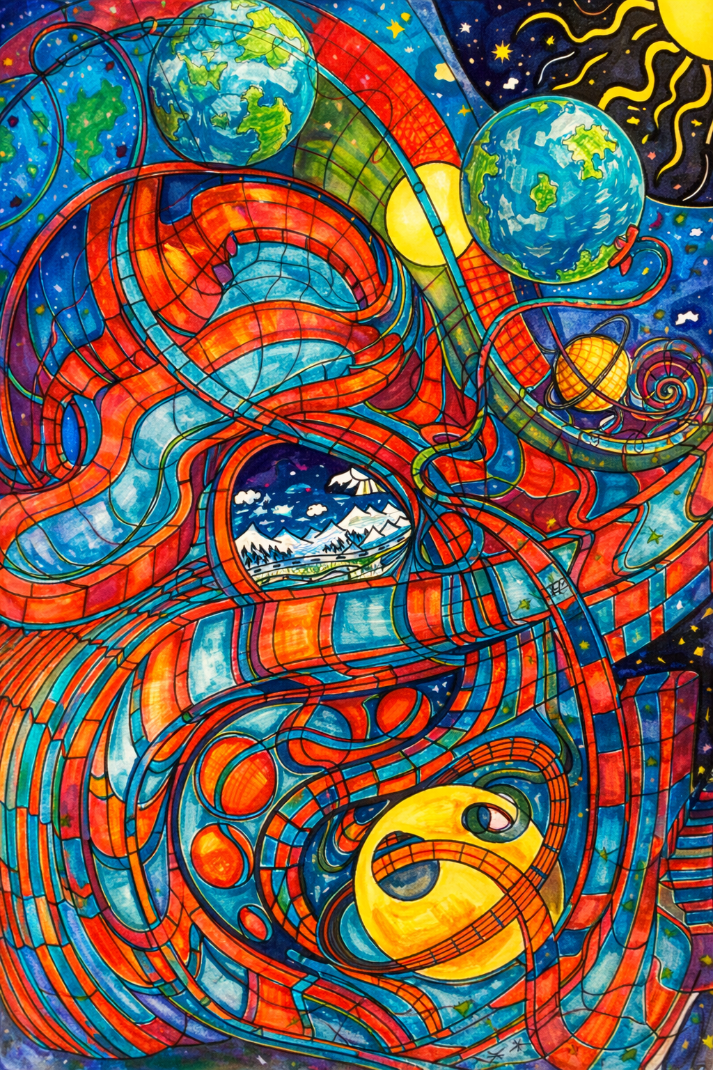 Cosmic Trajectory – 4-Stage Art Evolution / Surreal Psychedelic Print Series