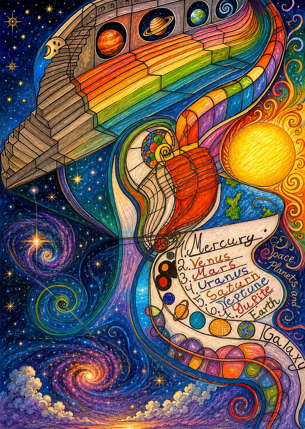 Cosmic Blueprints – Hand-Drawn Cosmic Digital Art