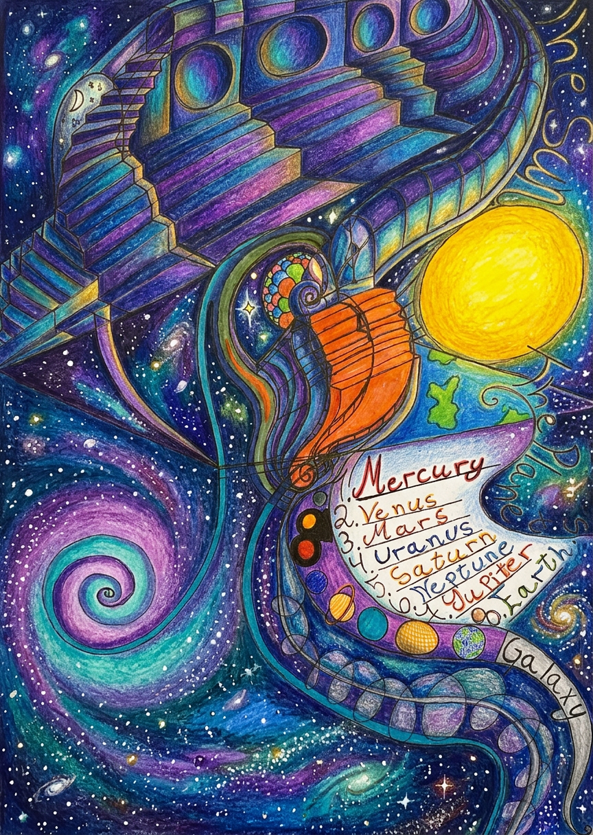 Cosmic Blueprints – Hand-Drawn Cosmic Digital Art